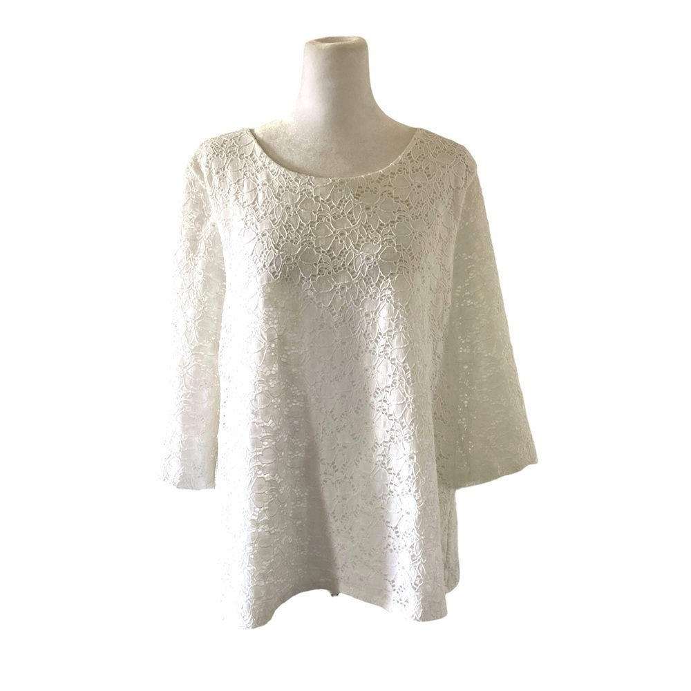 Alfani XL white lace top 3/4 sleeves
